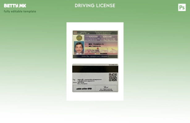 Шаблон за возачка дозвола за приватен автомобил во Тајланд во модерен стил